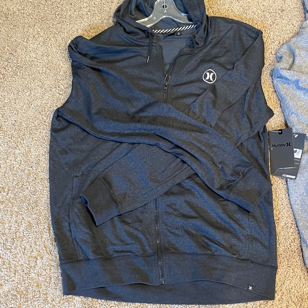 Hurley Black Zip Up Sweater with Technical Fabric